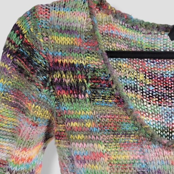 Y2K Vintage Open Knit Space-Dye Sweater Dress Rainbow, Black - Picture 3 of 15